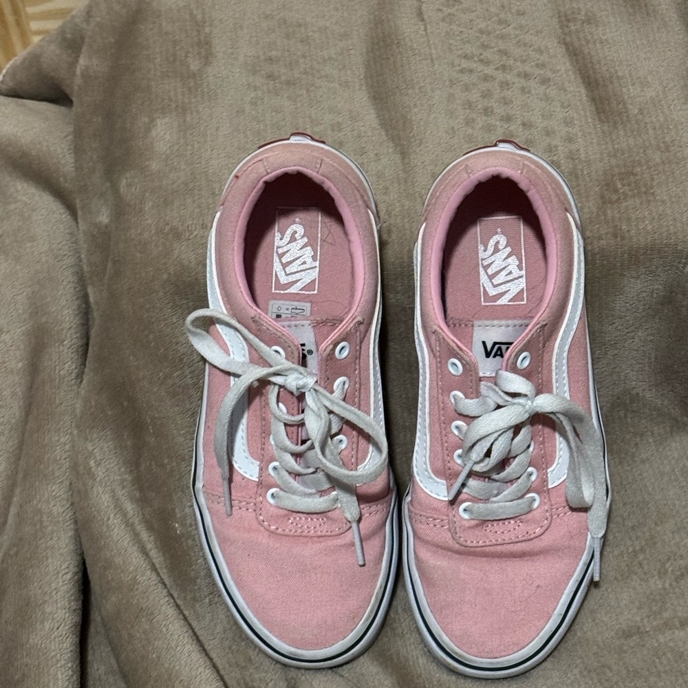 Girls- Vans Classic Pink and White Shoes